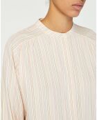 Chemise droite Enola à rayures blanc/rose pâle